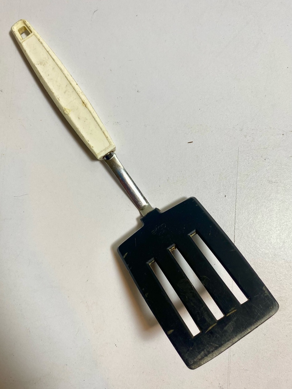 Vintage EKCO USA Black White Slotted Turner Spatula Retro Kitchen